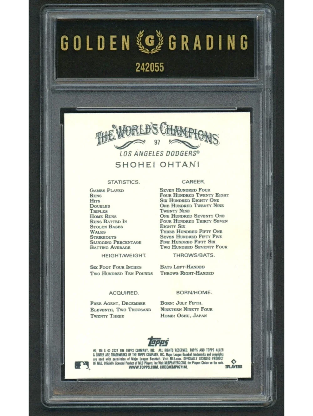 2025 Topps Allen & Ginter Shohei Ohtani 132 Dodgers Graded Gem Mint 10